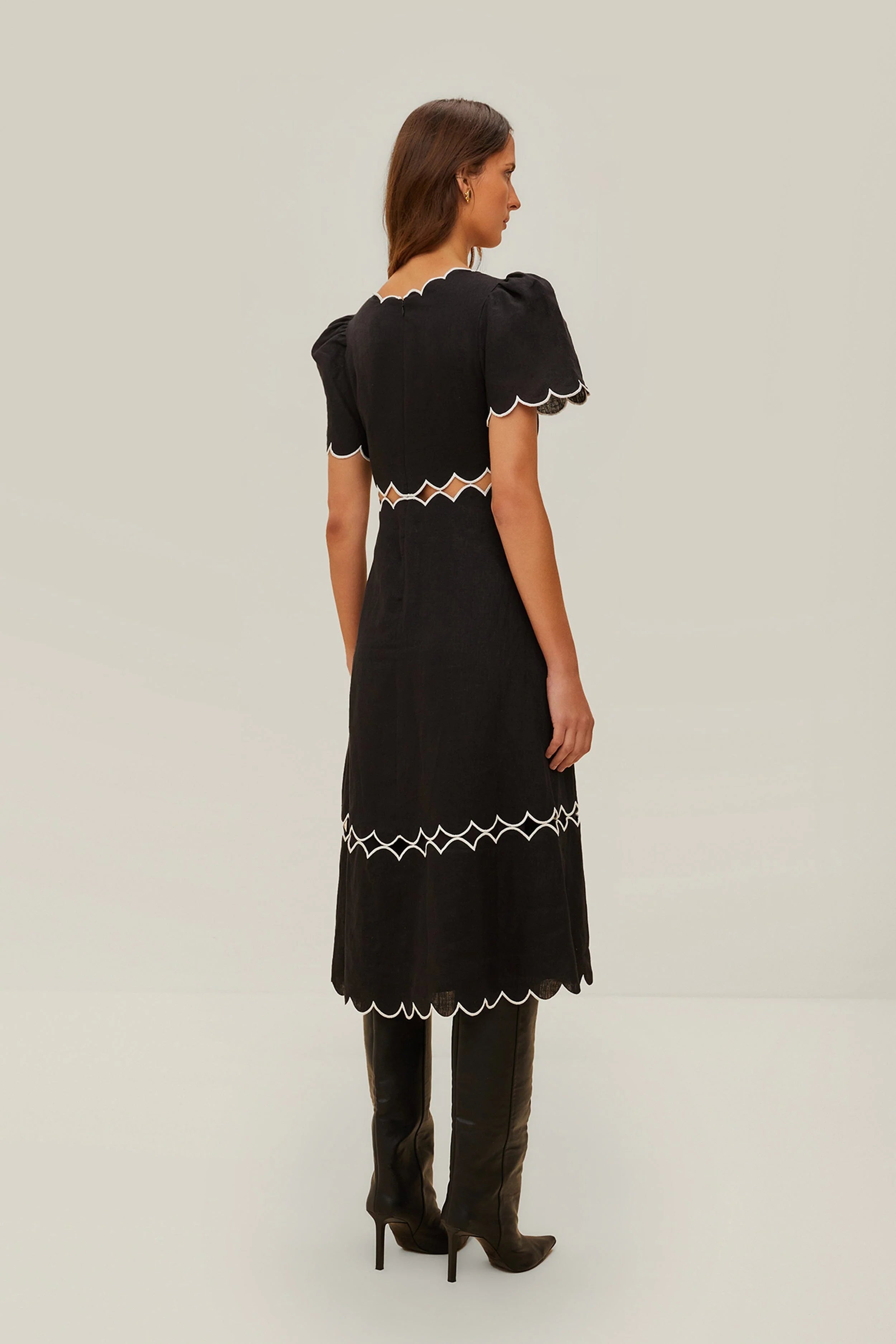 Black Short Sleeve LENZING™ ECOVERO™ Euroflax™ Maxi Dress