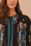 Blossom Tapestry Black Bee Smocked Blouse