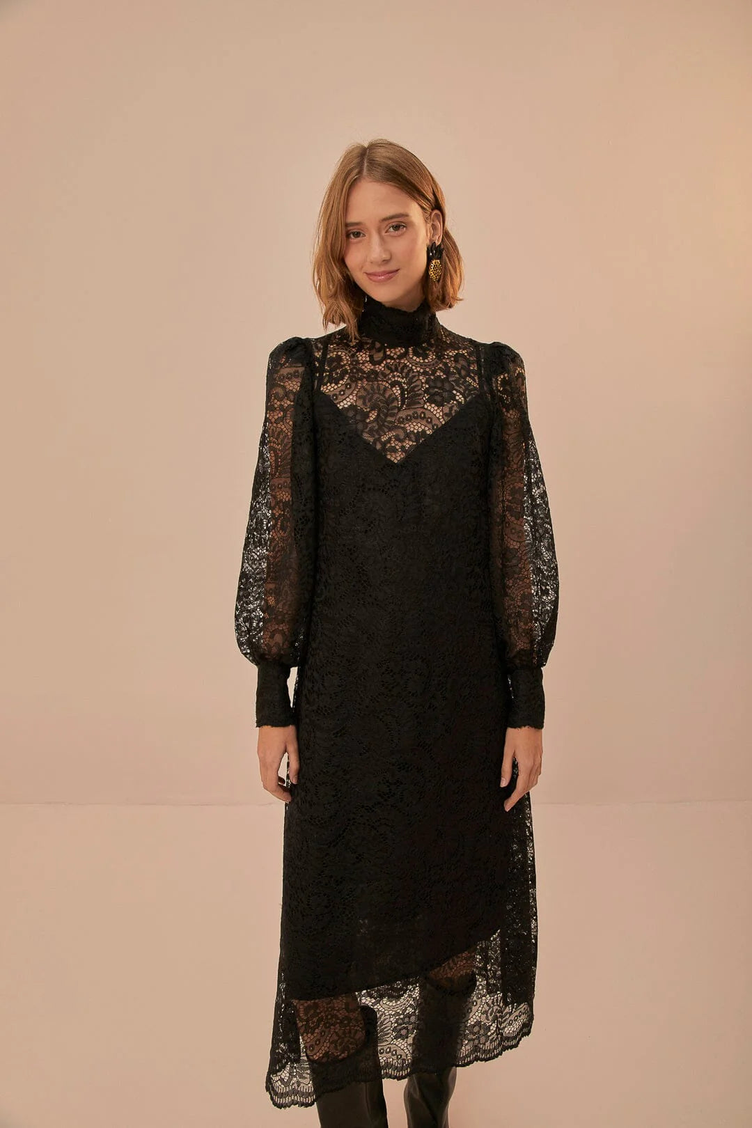 Lace Black Midi Dress