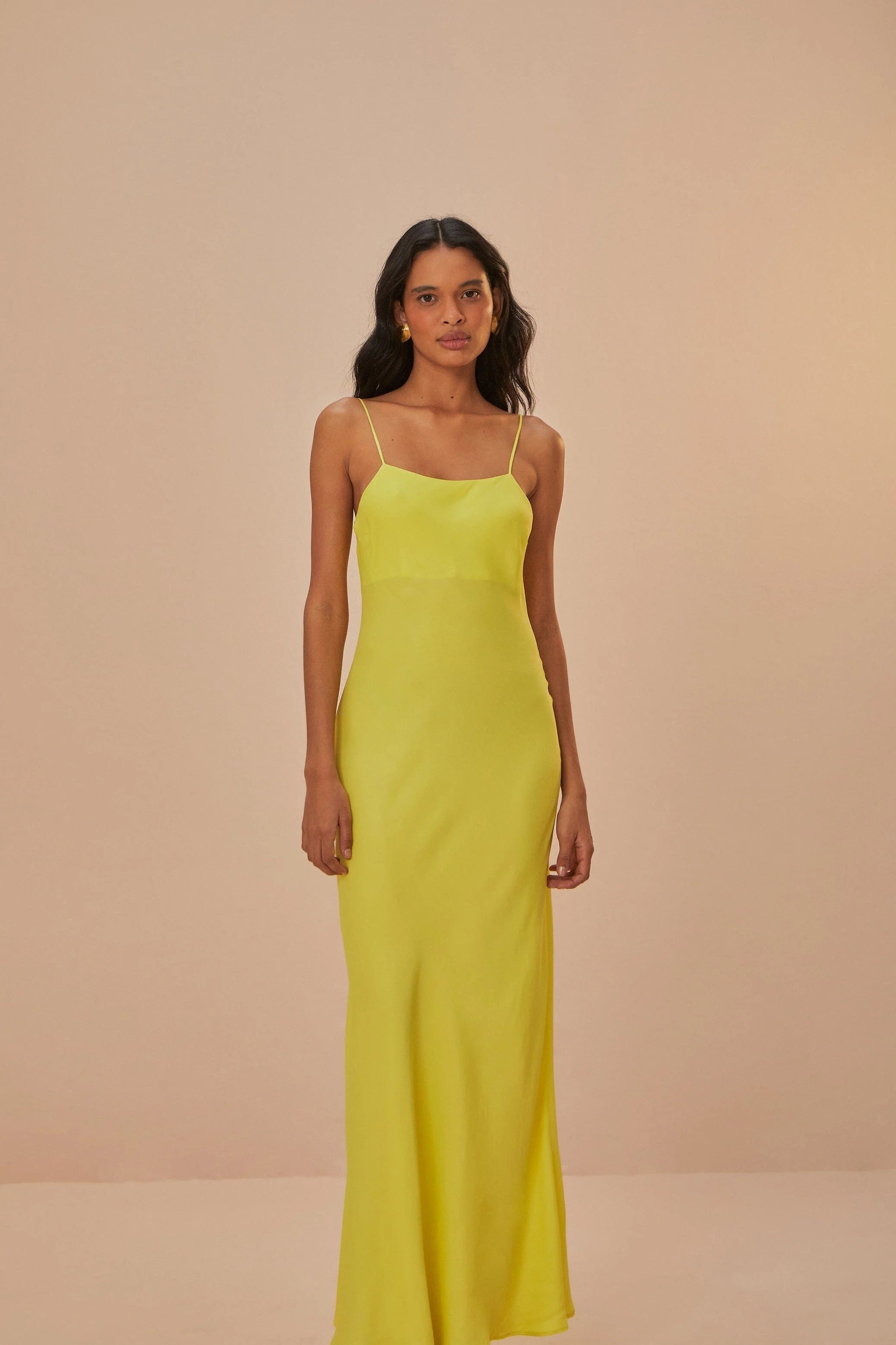 Neon Green LENZING™ ECOVERO™ Viscose Slip Dress