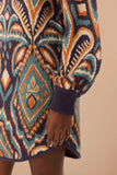 Blue Pineapple Ikat Sweater Dress