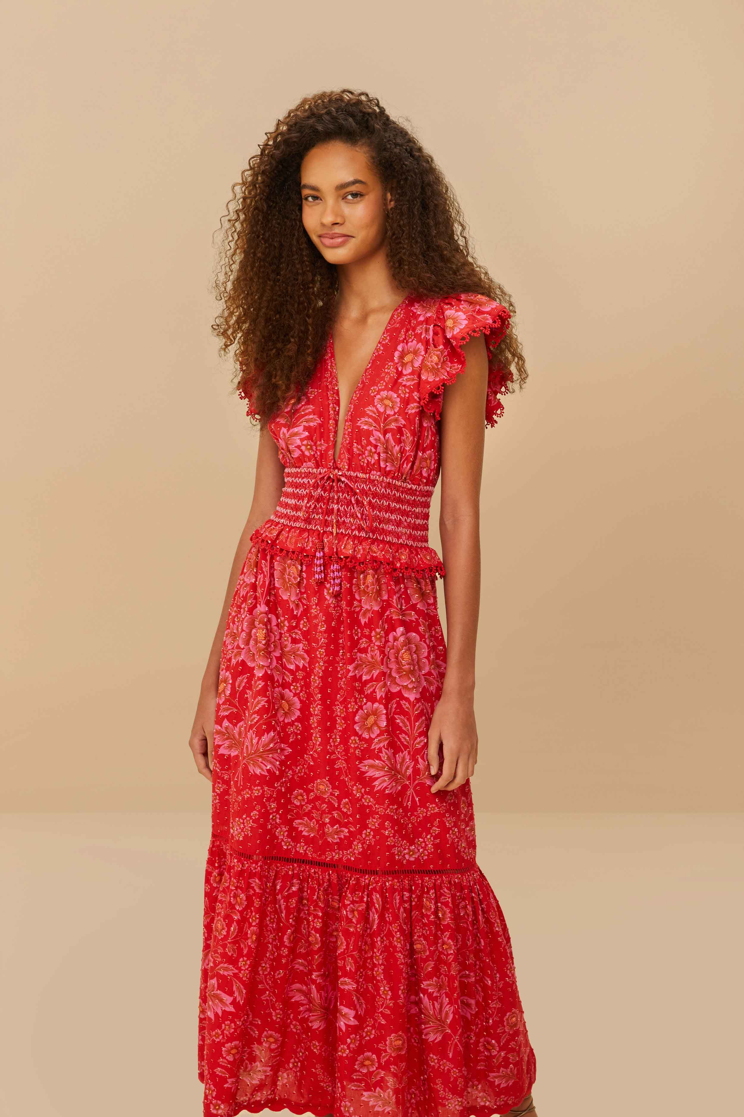 Red Olivia Lace Maxi Dress