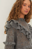 Grey Ruffles Knit Sweater