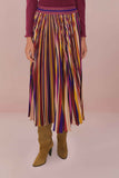 Multicolor Diagonal Stripes Pleated Maxi Skirt