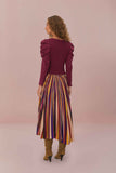 Multicolor Diagonal Stripes Pleated Maxi Skirt