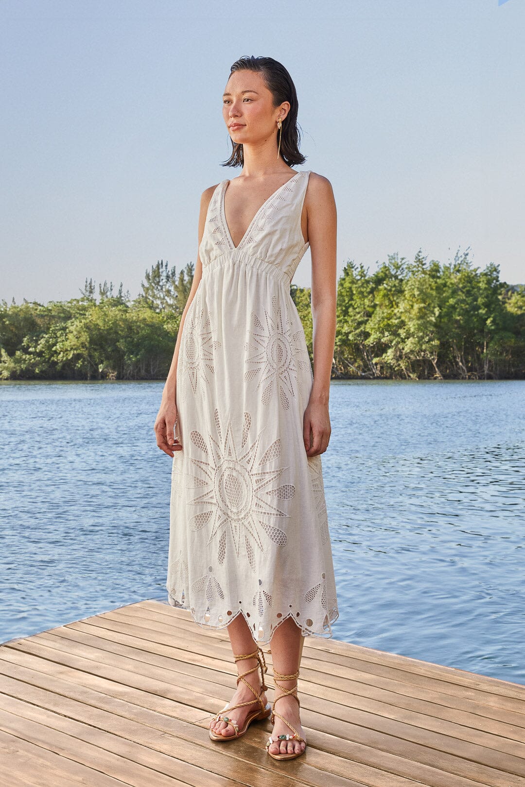 Off-White Maxi Richelieu Lenzing™ Ecovero™ Euroflax™ Maxi Dress