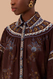 Brown Embroidered Garden Blouse