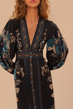 Blossom Tapestry Black Midi Dress