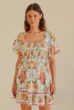 Off-White Bloom Garden Euroflax™Premium Linen Mini Dress