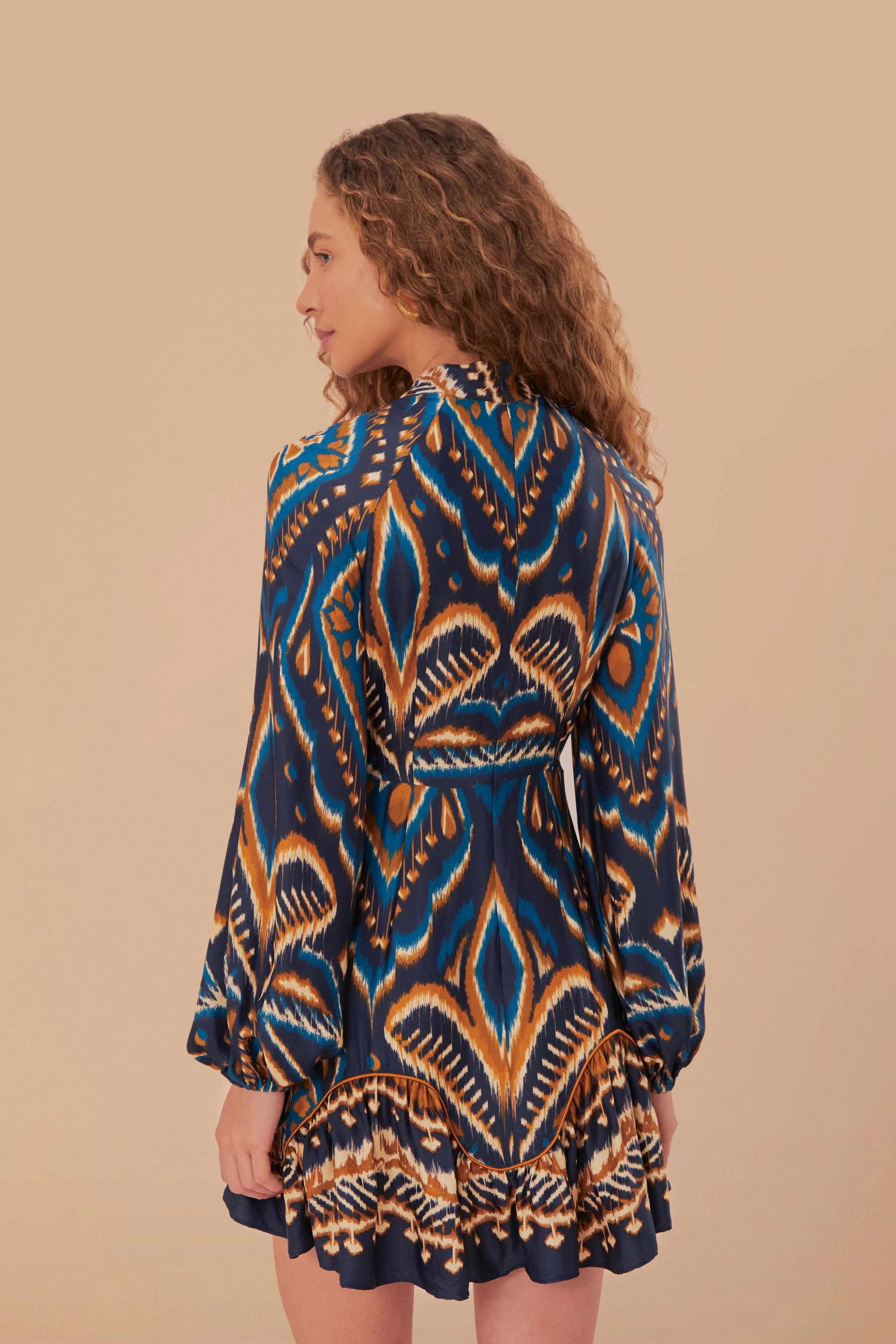 Blue Pineapple Ikat LENZING™ ECOVERO™ Viscose Mini Dress