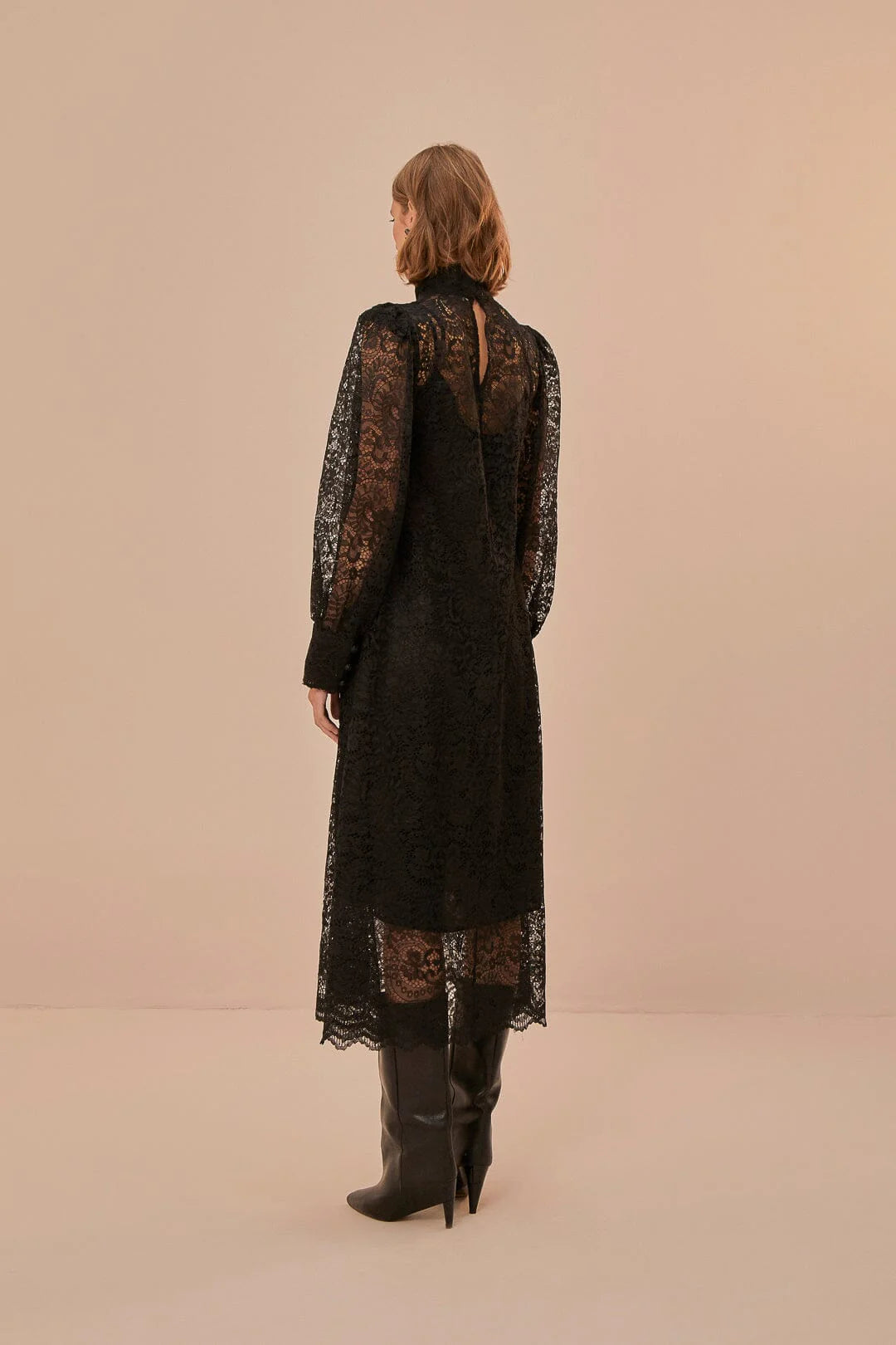 Lace Black Midi Dress