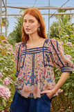 Cream Superbloom Tapestry Puff Sleeve Blouse