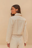 Off-White Twill Laser Crop Jacket