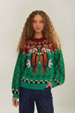 Green Christmas Toucans Knit Sweater