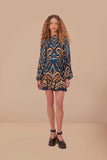 Blue Pineapple Ikat LENZING™ ECOVERO™ Viscose Mini Dress