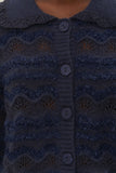 Navy Blue Mixed Stitches Cardigan