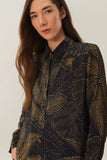 Black Golden Foliage Pajama Shirt