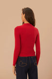 High Neck Burgundy Knit Blouse