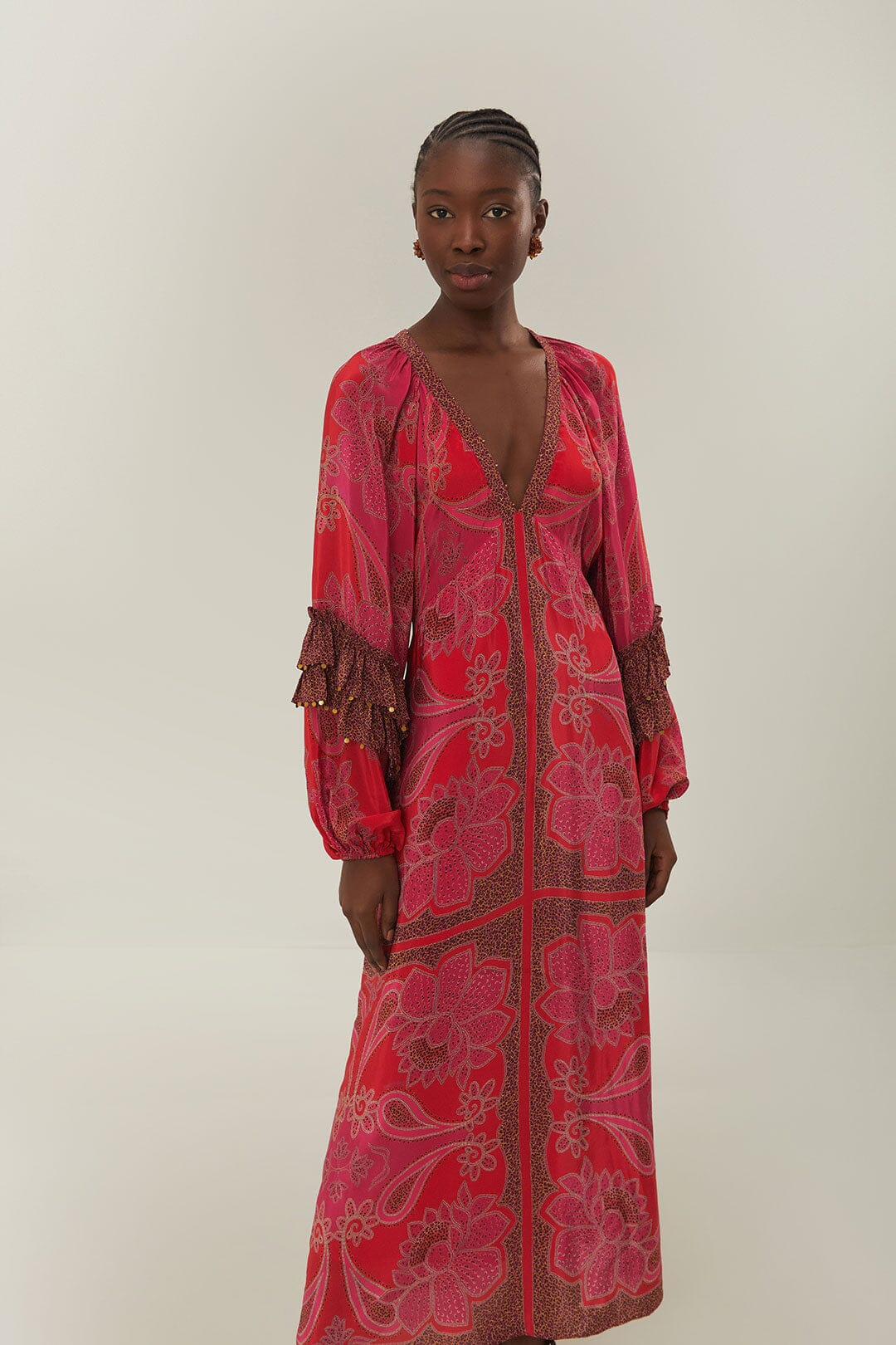 Pink Floral Glam Scarf Maxi Dress