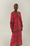 Pink Floral Glam Scarf Maxi Dress