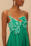 Green Fish Top LENZING™ ECOVERO™ Euroflax™ Midi Dress