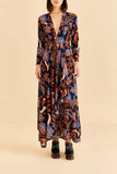 Blue Nature Beauty Long Sleeve Maxi Dress