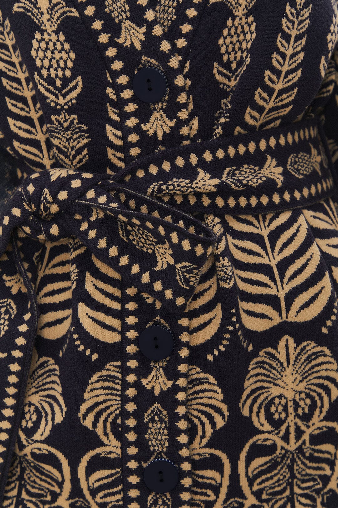 Navy Blue Ainika Tropical Splendor Knit Cardigan