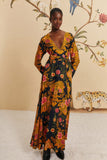 Black Arabesque Floral LENZING™ ECOVERO™ Viscose Maxi Dress