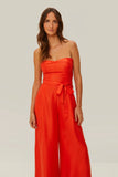 Red Strapless Jumpsuit