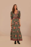 Arabesque Floral Green Maxi Dress