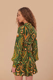 Green Pineapple Ikat LENZING™ ECOVERO™ Viscose Mini Dress