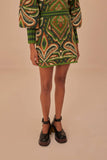 Green Pinneaple Ikat Knit Mini Skirt