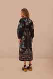 Blossom Tapestry Black Midi Dress