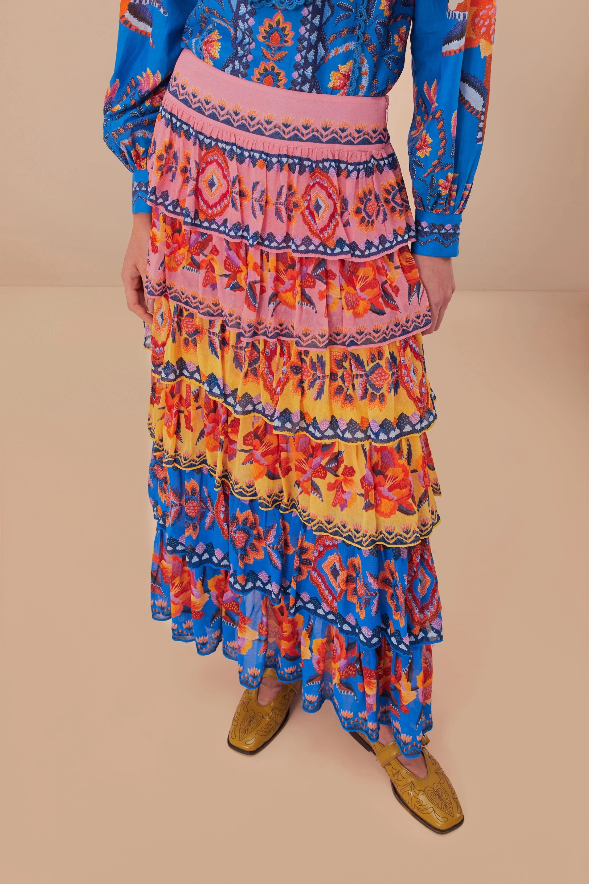 Blue Lucy Floral Ainika Maxi Skirt