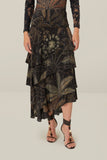 Black Golden Foliage Ruffled Skirt