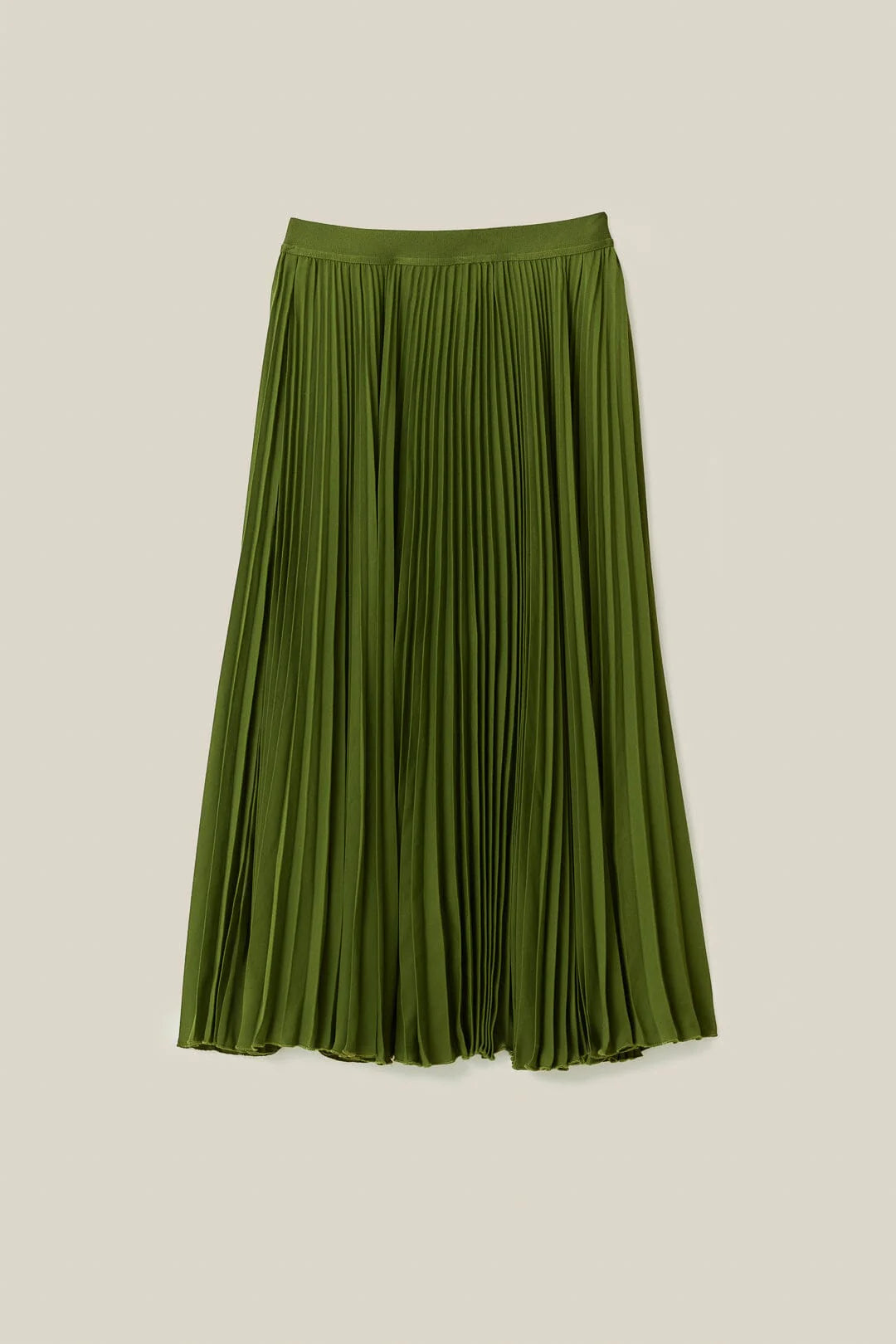 Green Pleated Maxi Skirt