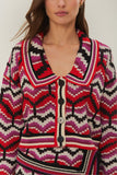 Multicolor Ombre Heart Knit Cardigan