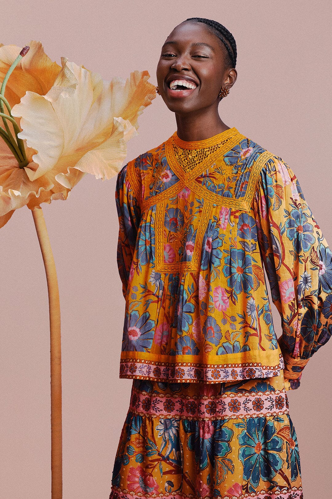 Yellow Mica Short Sleeve Collared Blouse