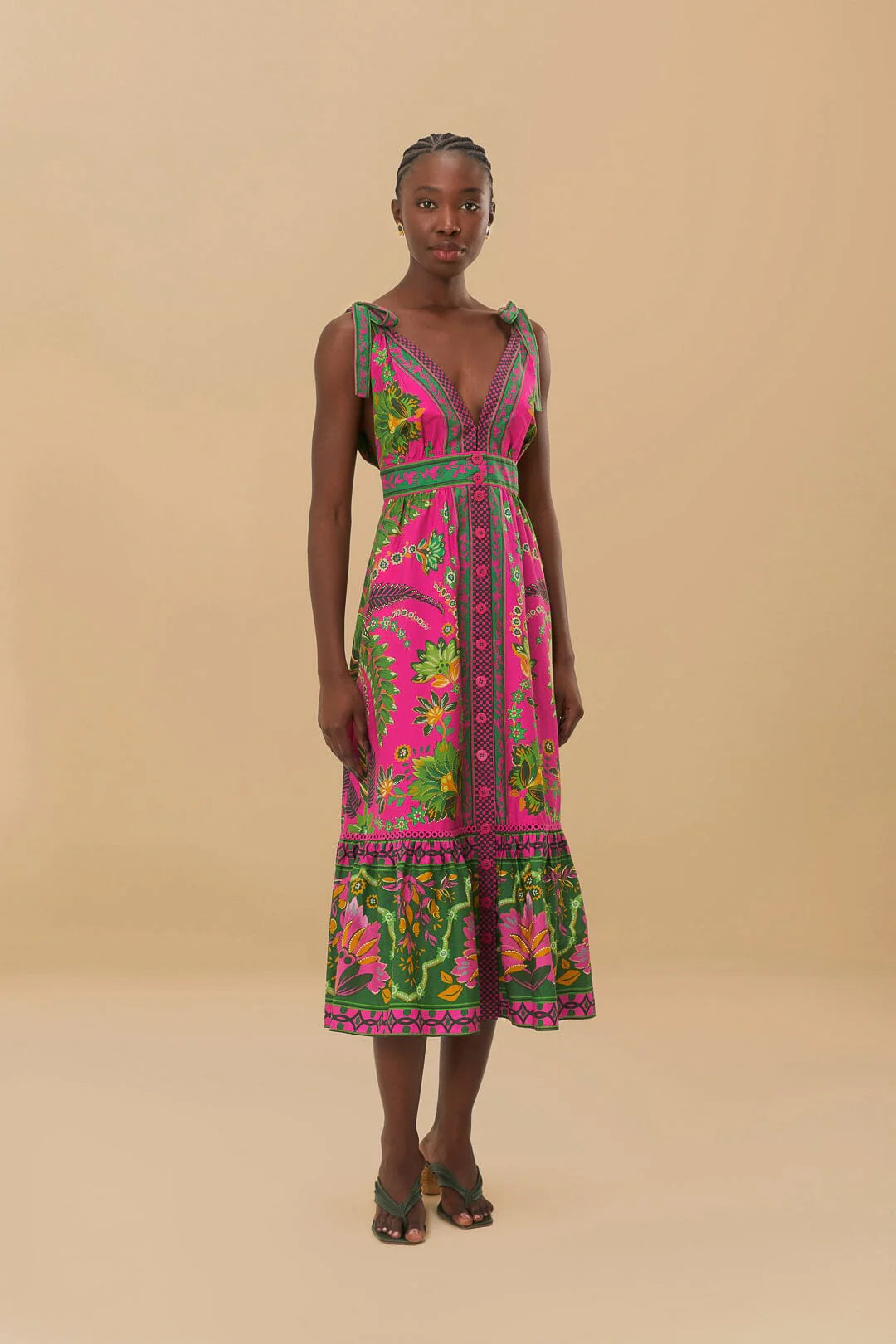 Ana Tapestry Pink Midi Dress