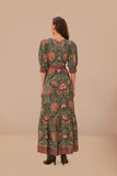 Arabesque Floral Green Maxi Dress