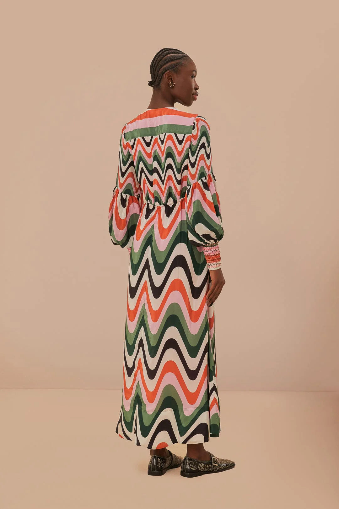 Multicolor Wave Gradient Maxi Dress