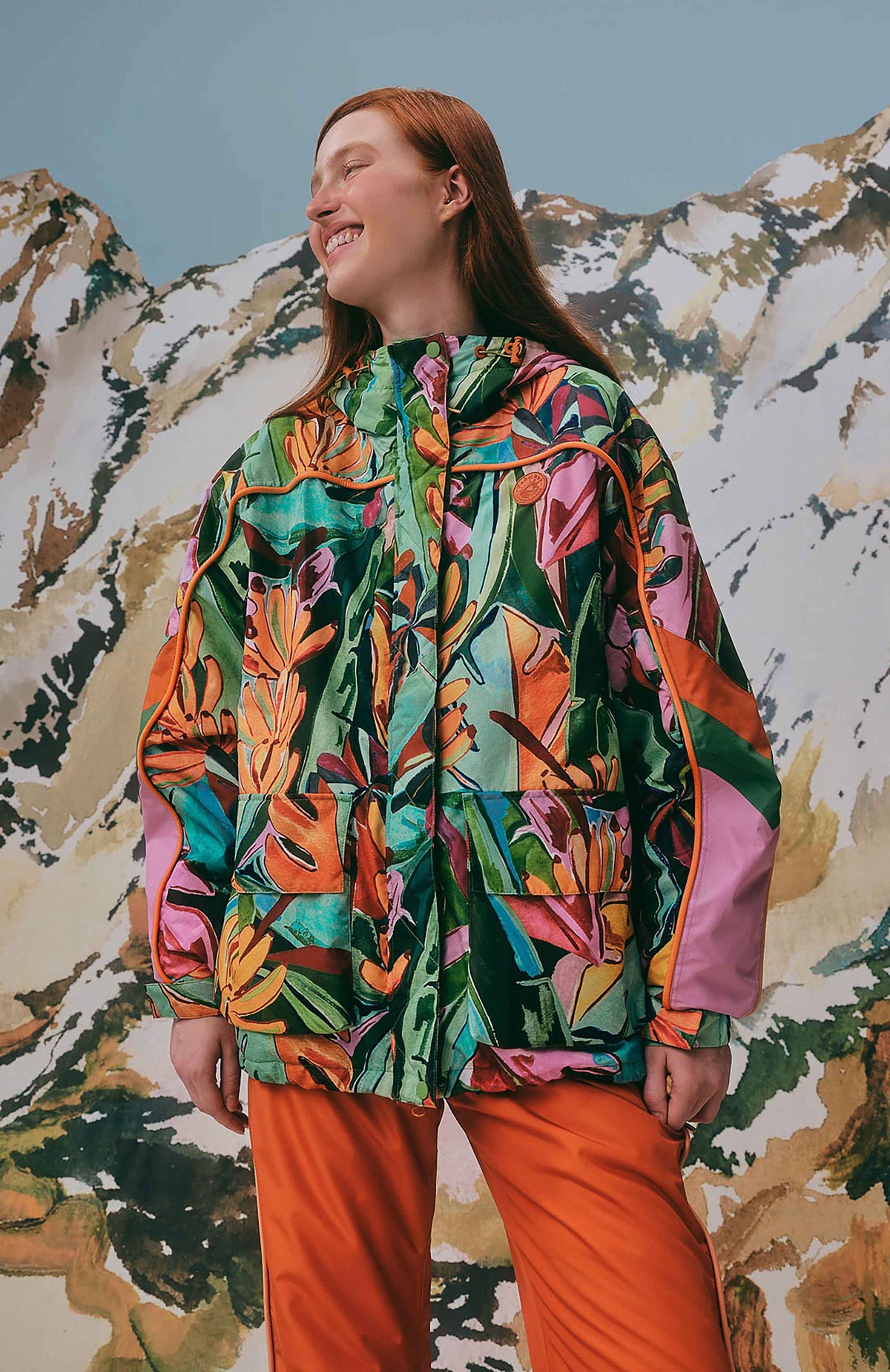 Multicolor Banana Leaves Ski Jacket