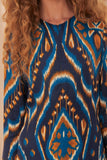 Blue Pineapple Ikat LENZING™ ECOVERO™ Viscose Maxi Dress