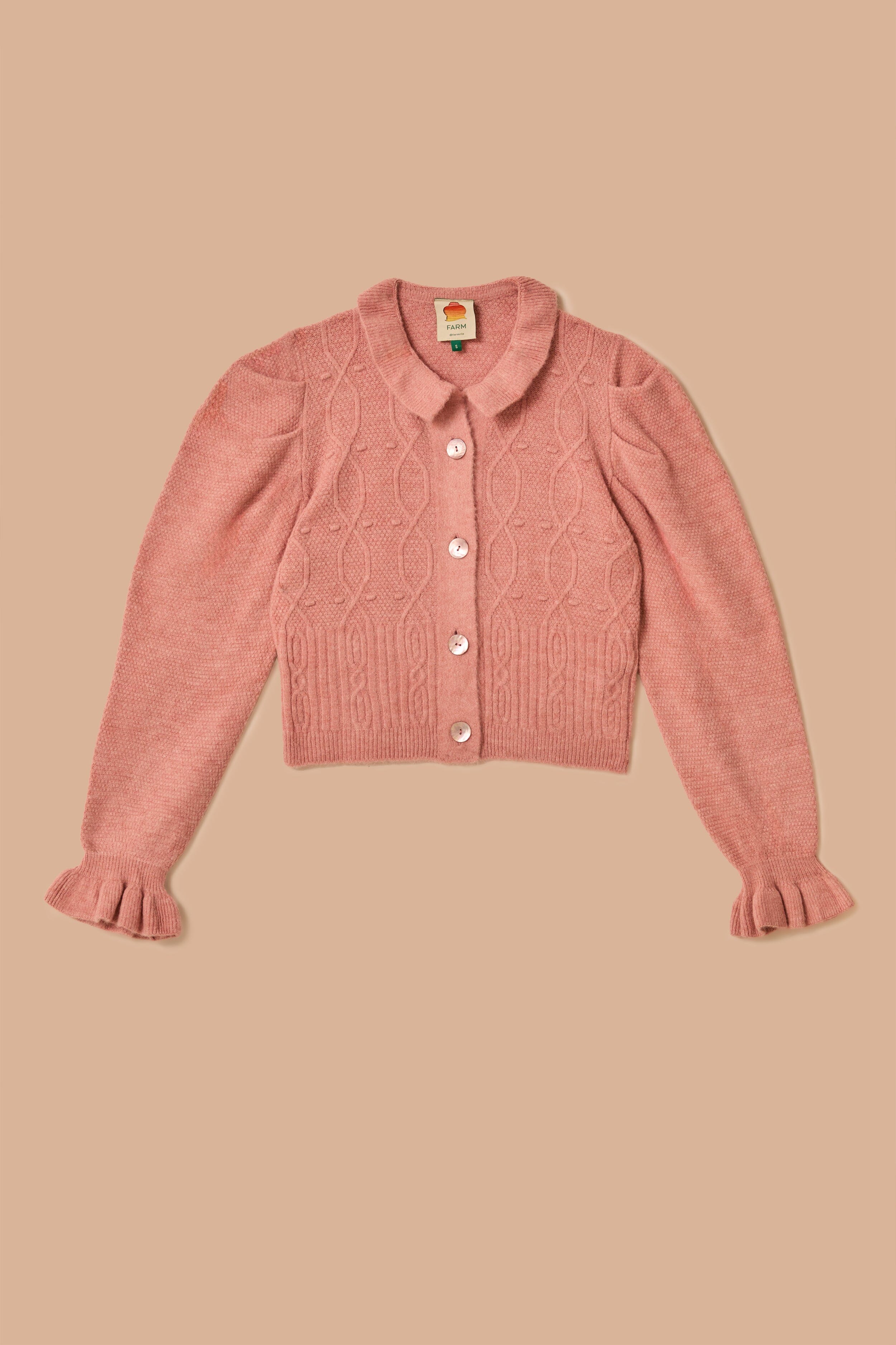 Light Pink Ruffle Knit Cardigan