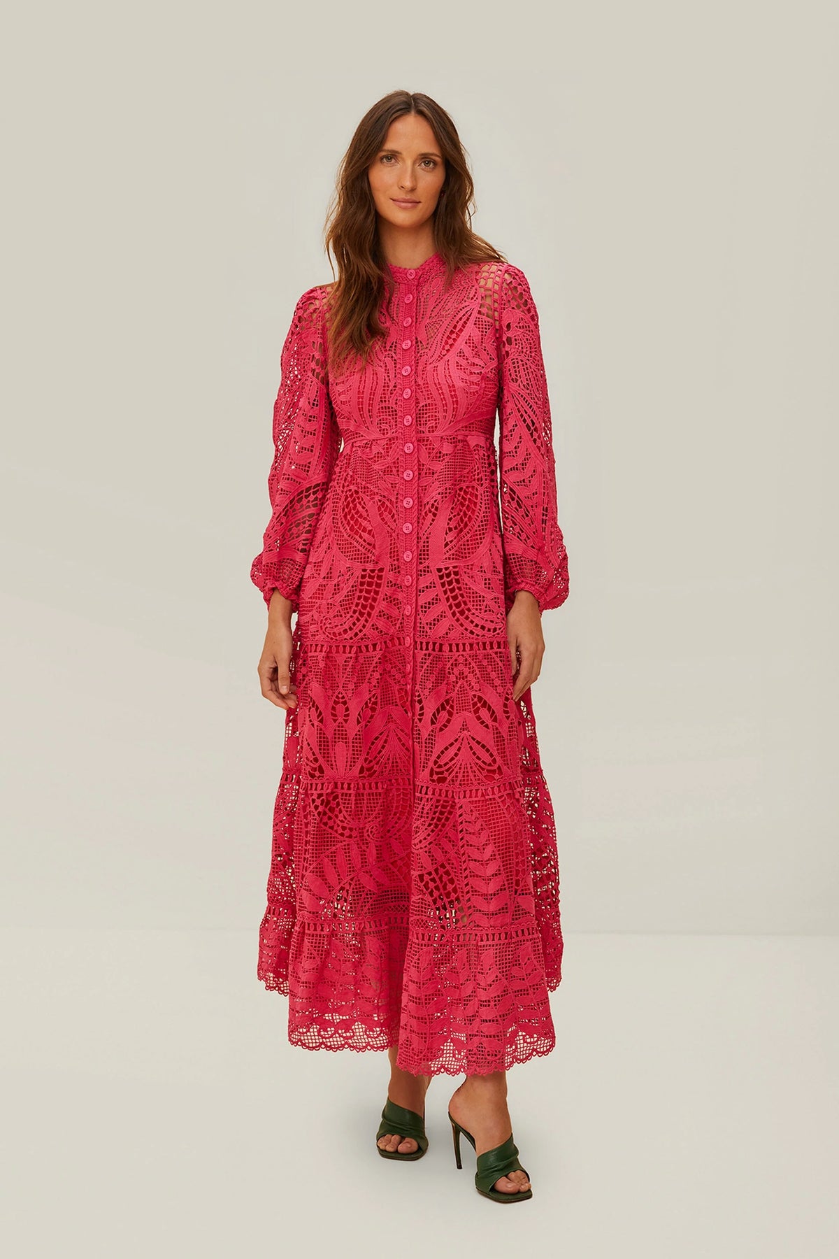 Pink Guipire Maxi Dress