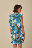 Blue Anthurium Garden Organic Cotton Mini T-Shirt Dress