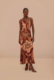 Burgundy Leopard Paisley LENZING™ ECOVERO™ Viscose Maxi Slip Dress