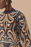 Blue Pineapple Ikat Sweater Dress