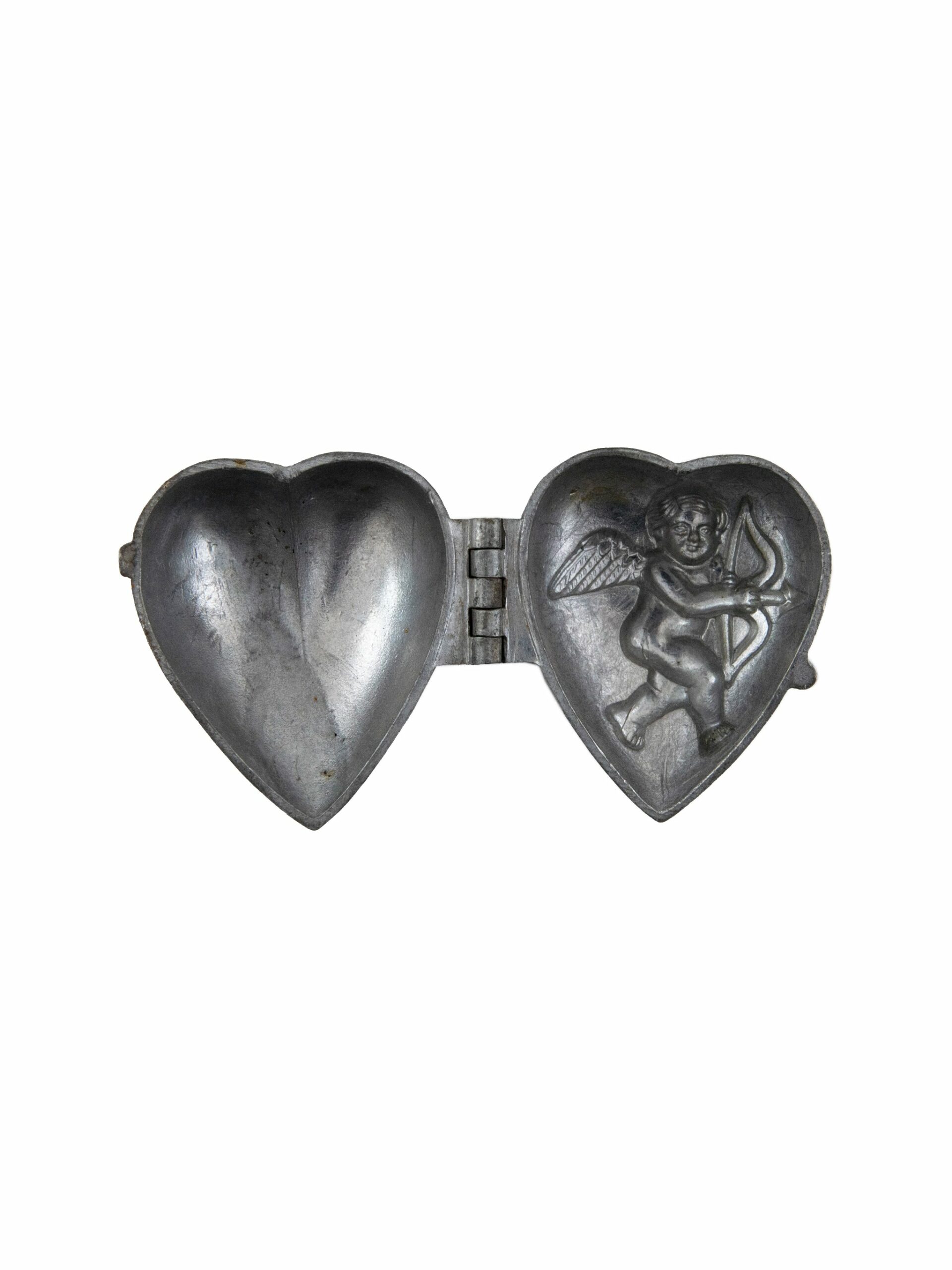 Vintage 1920s Pewter Heart with Cupid Ice Cream Mold