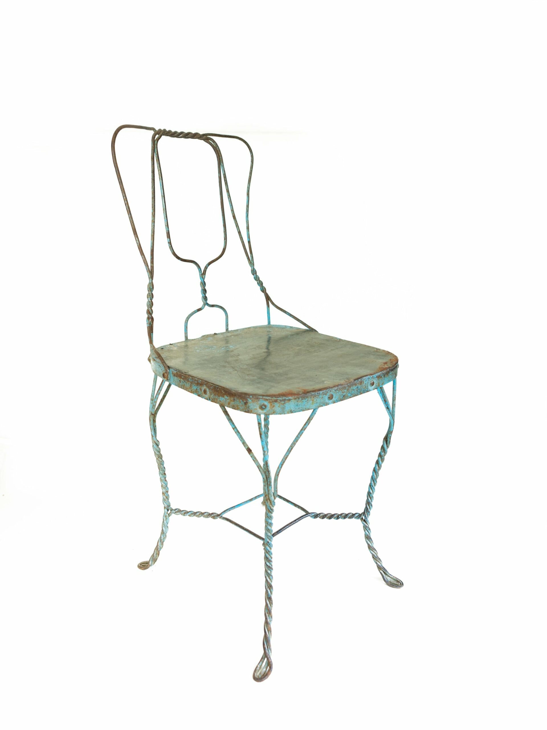 Vintage 1940s French Wire Bistro Chair Square Seat